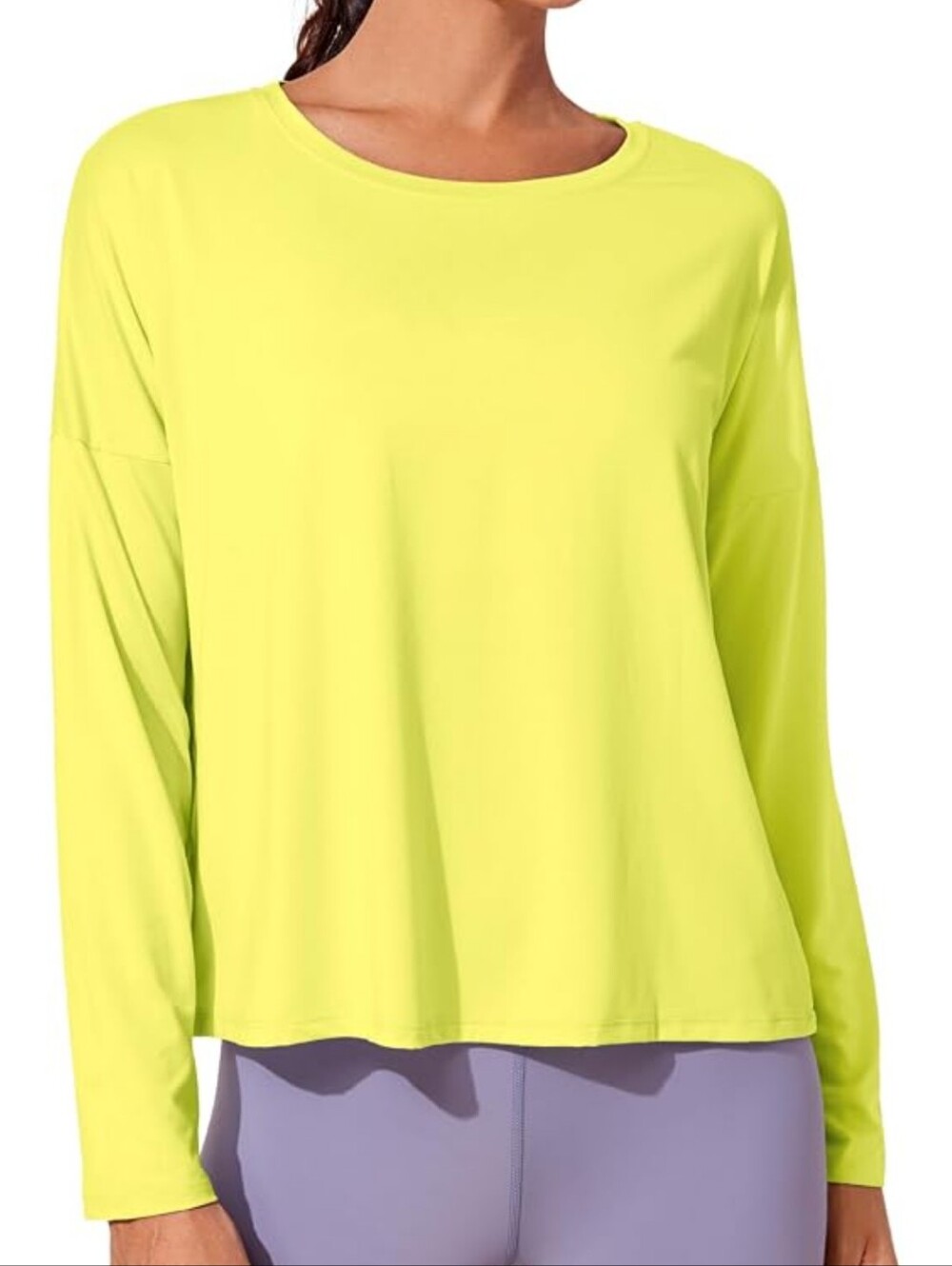 Crz Yoga Lightweight Oversized Fit Long Sleeve, Yellow, Size Medium